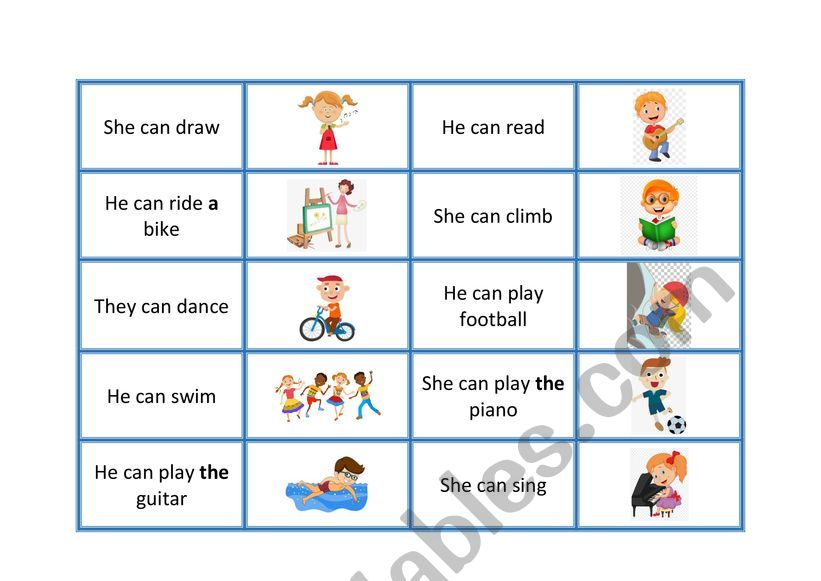 Domino activities worksheet