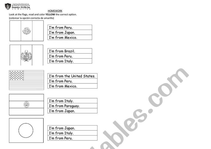 Im from Peru worksheet