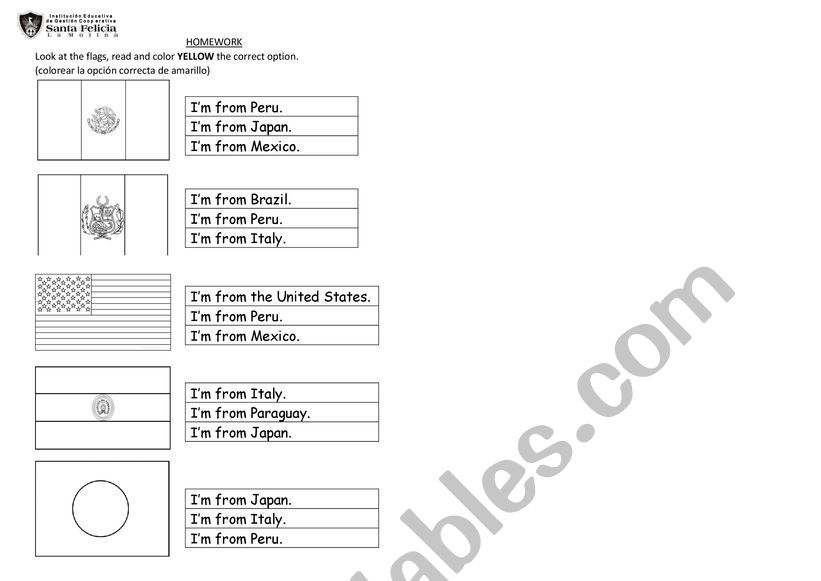 IÂ´m from Peru worksheet