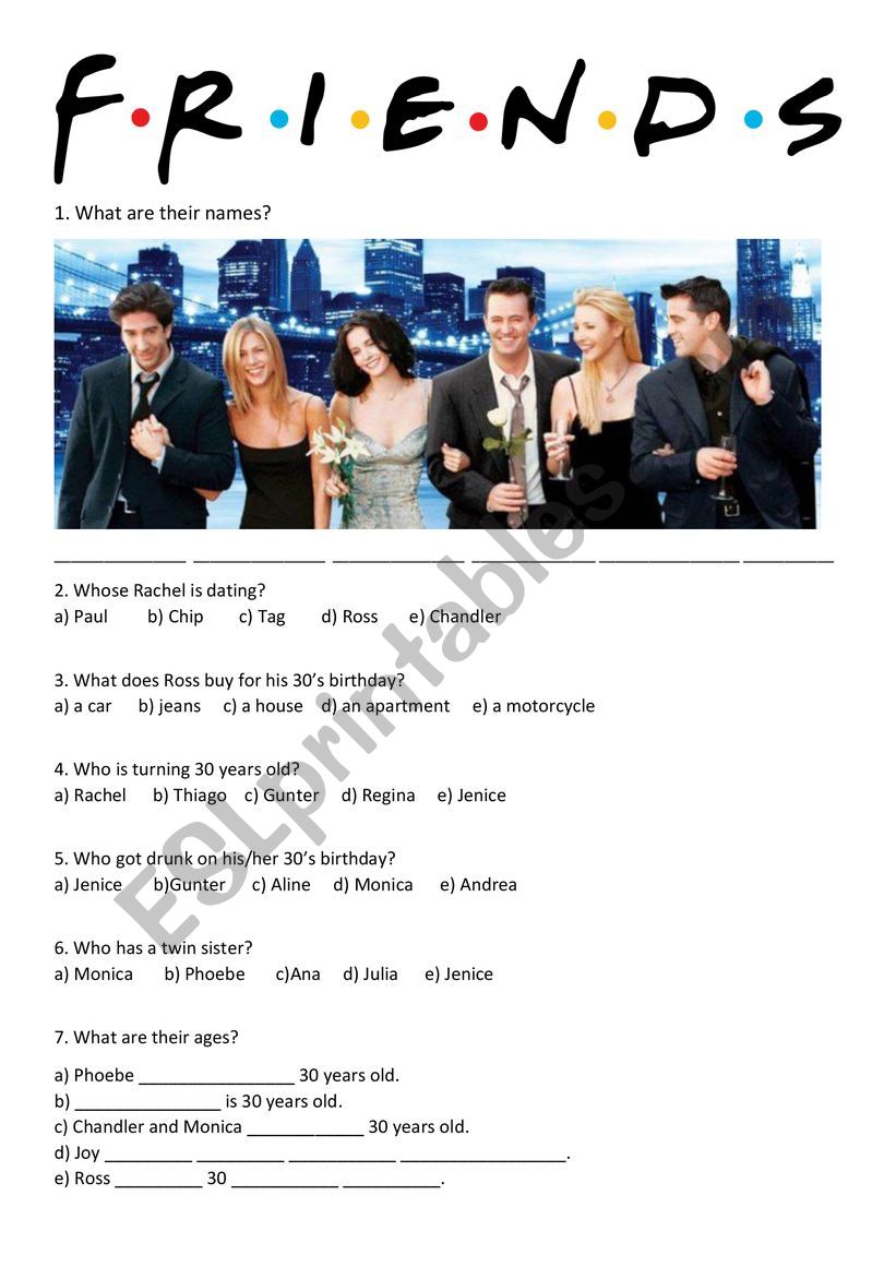 FRIENDS worksheet