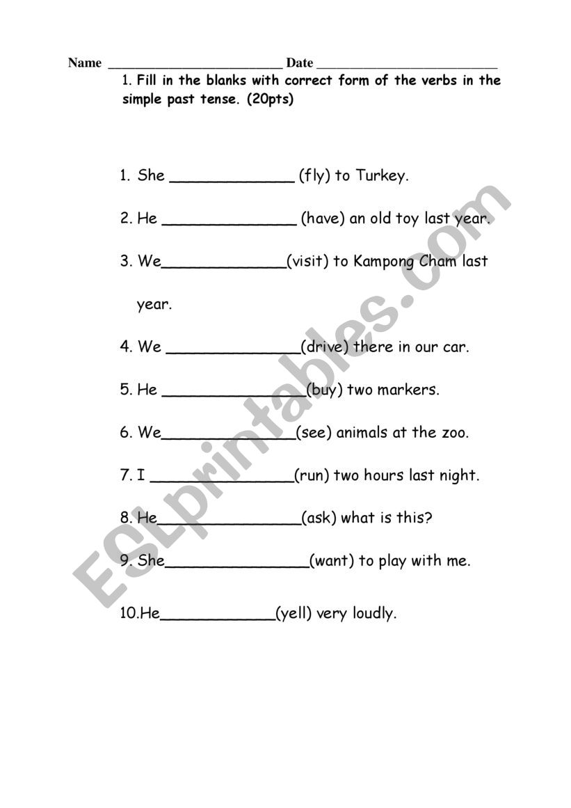 Past Simple worksheet