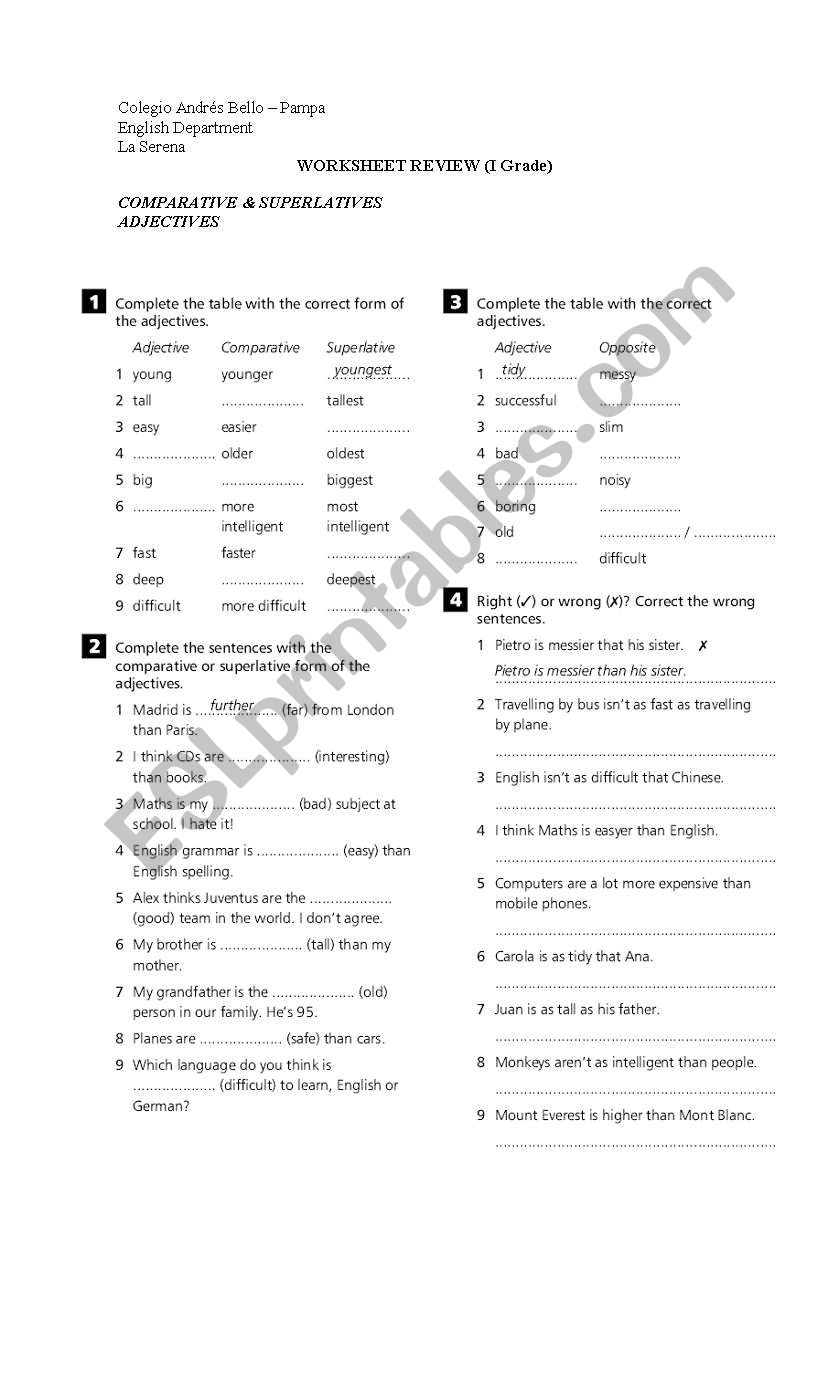 Comparative and Superlative Adj