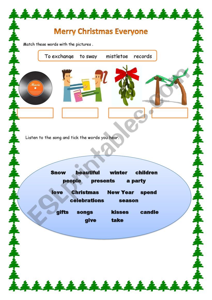 Song Merry Christmas Everyone worksheet