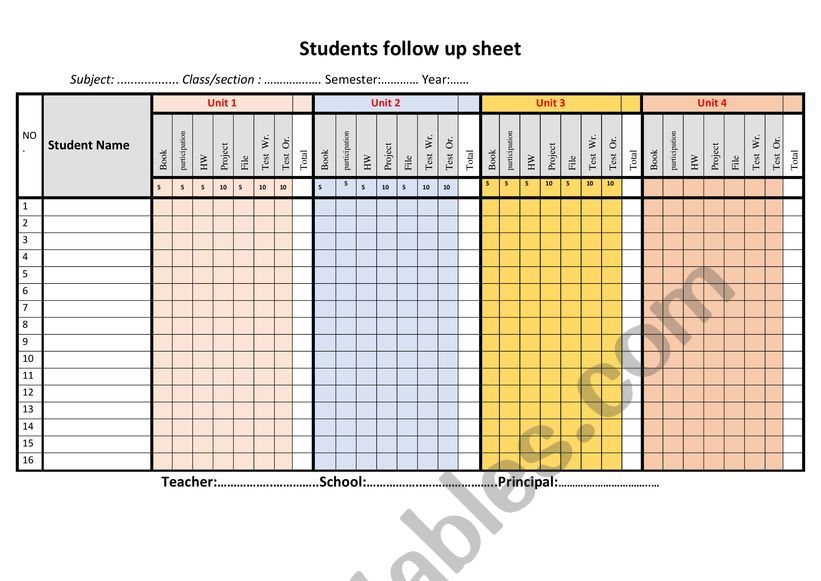 follow up form worksheet