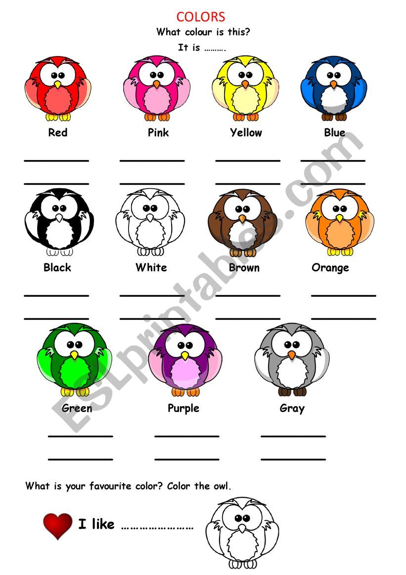 Colours writing worksheet worksheet
