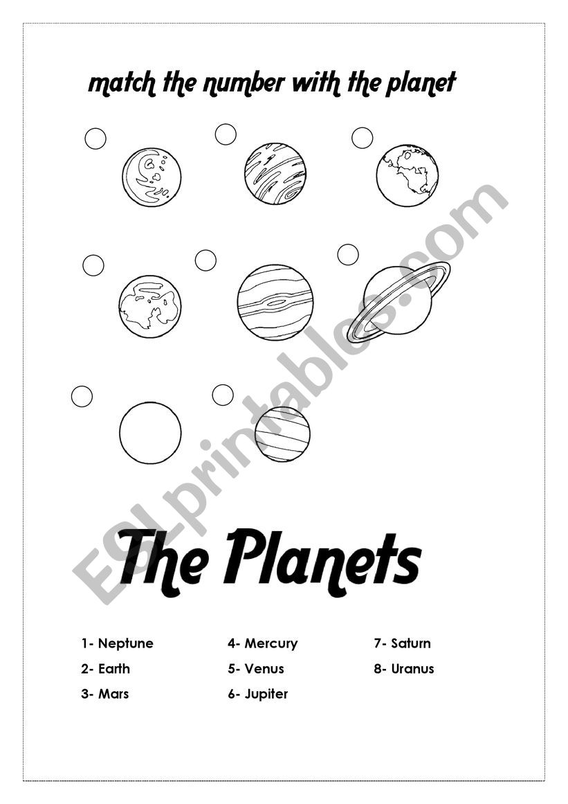 The planets  worksheet