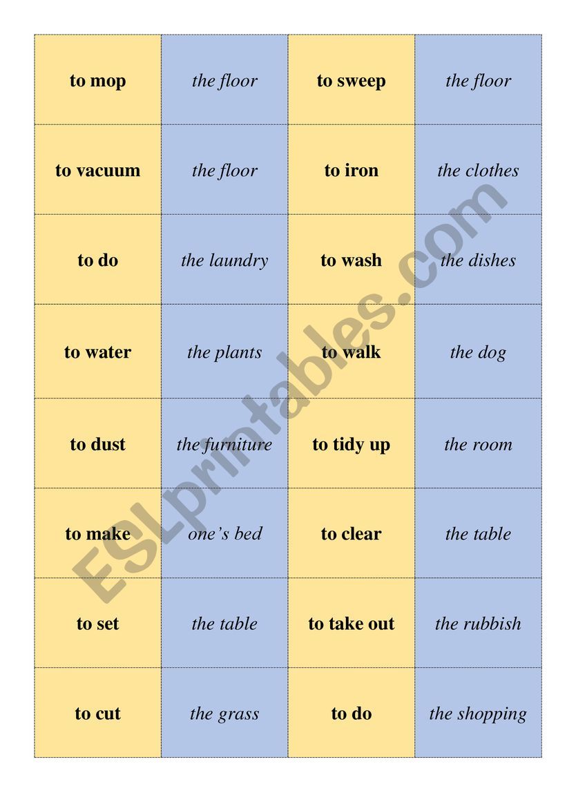 Household chores (matching cards)