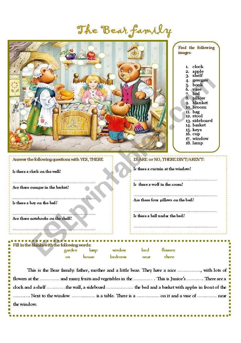 THE BEAR FAMILY worksheet