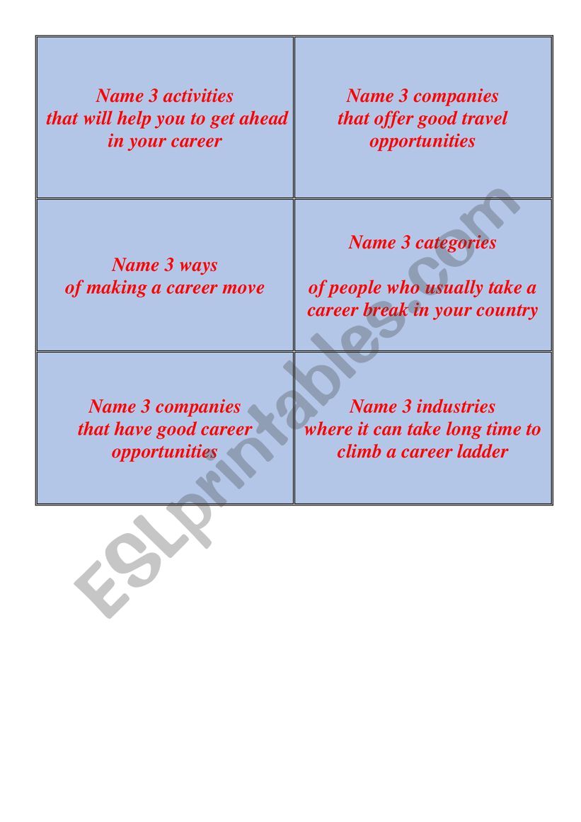 Name 3 ...  (warm up) worksheet