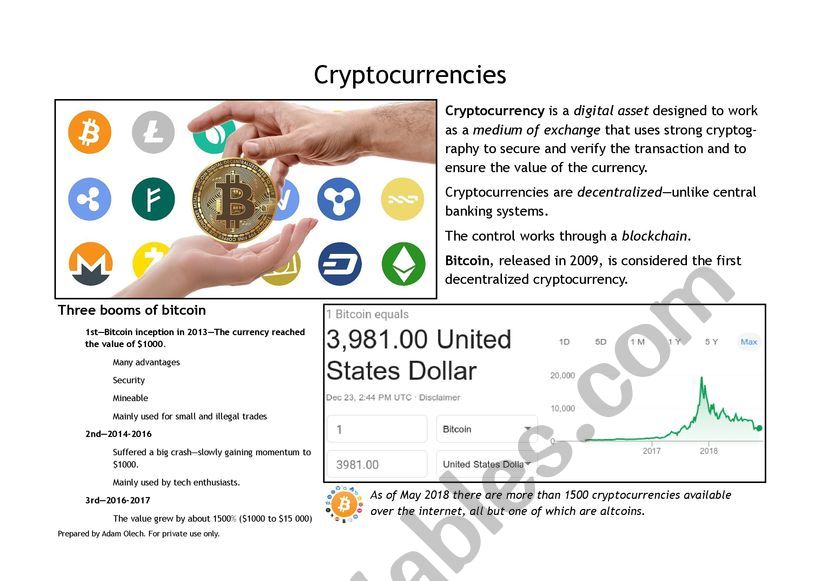 Cryptocurrencies worksheet