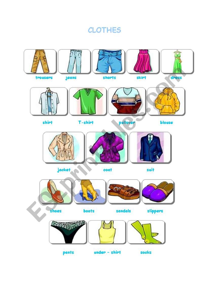 clothes worksheet