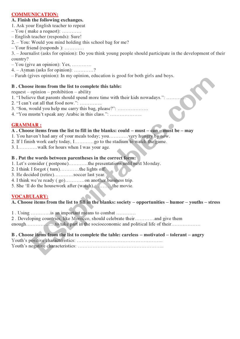 review unit one worksheet