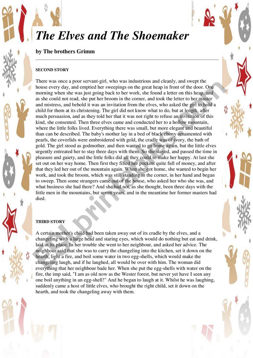 X-Mas Tales readings 1 worksheet