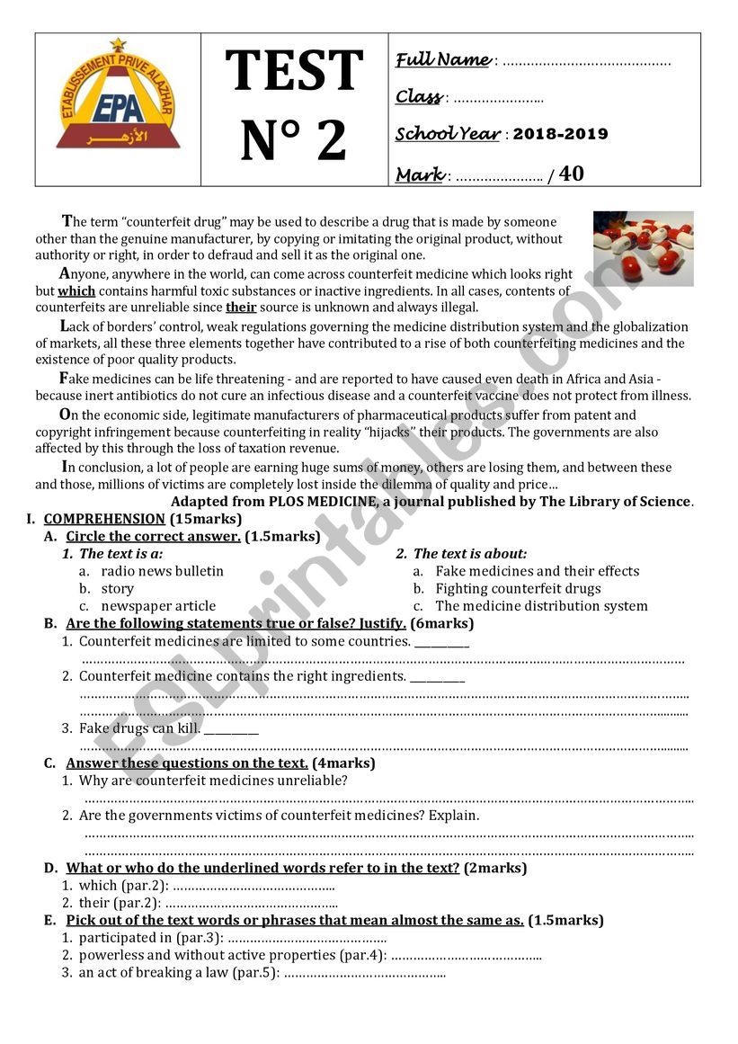 GLOBAL TEST worksheet