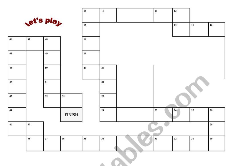 board game(days of the week worksheet