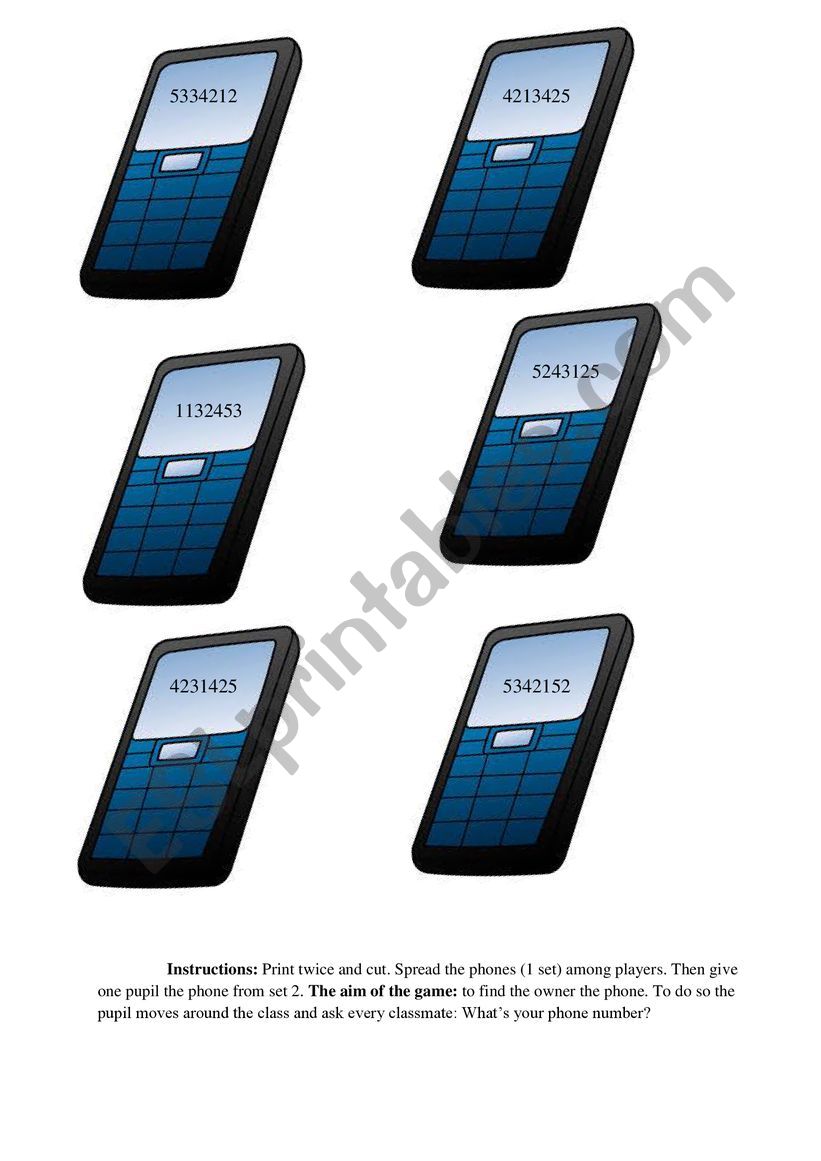 Lost mobile phone worksheet