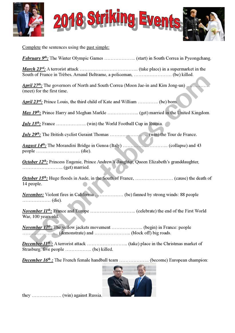 2018 Striking Events worksheet