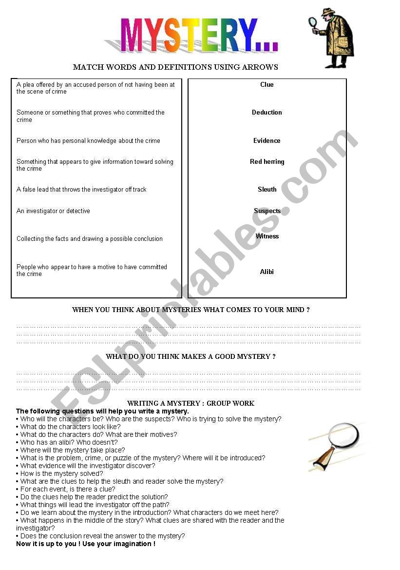 mystery writing worksheet