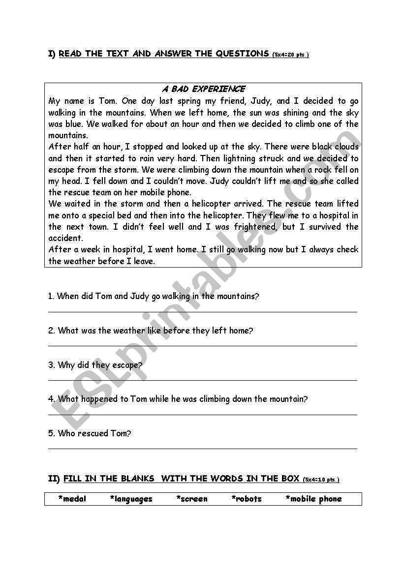 ouiz worksheet
