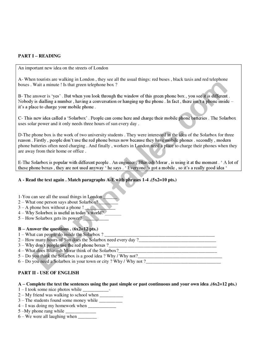 OPINION ESSAY worksheet