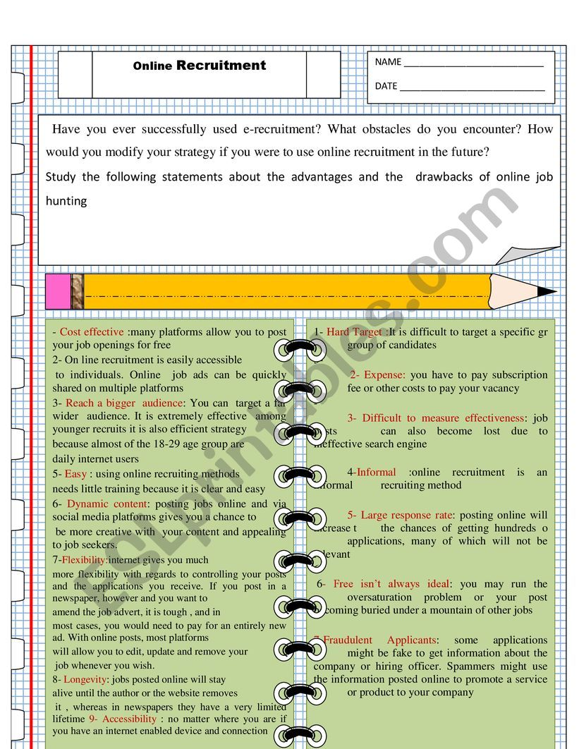 online hunting worksheet