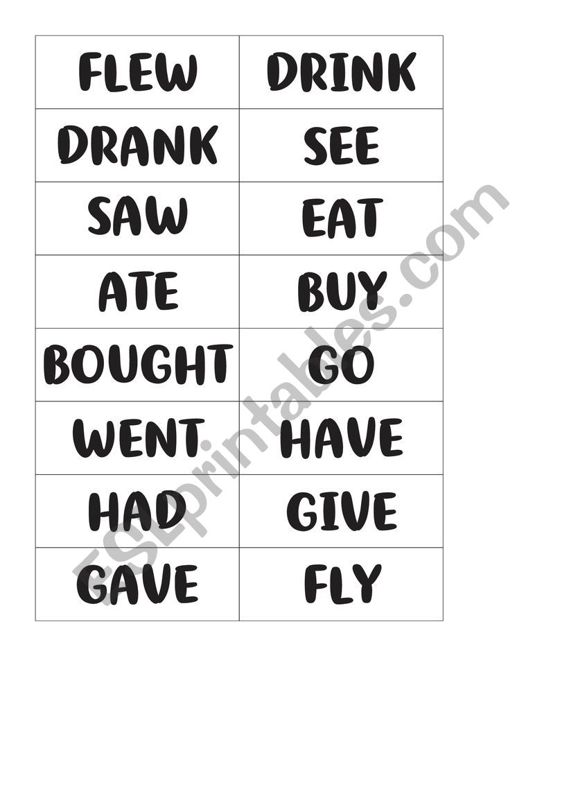 Irregular verbs - Domino worksheet