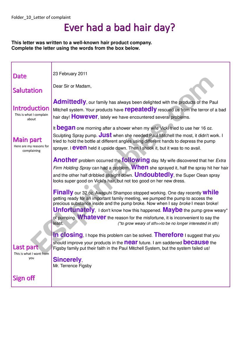 Linking Words worksheet