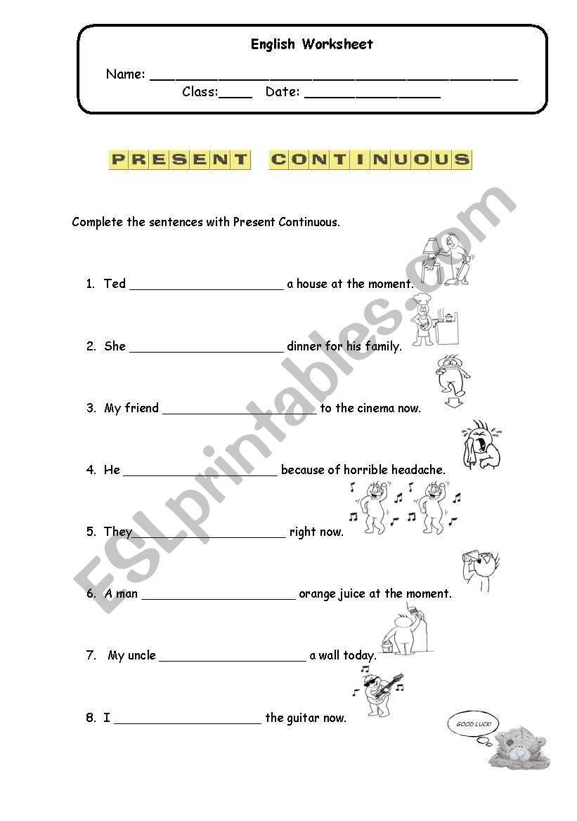 present continuous worksheet