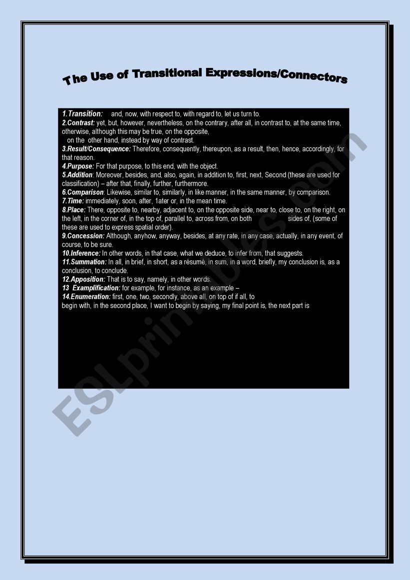  Transional expressions & connectors