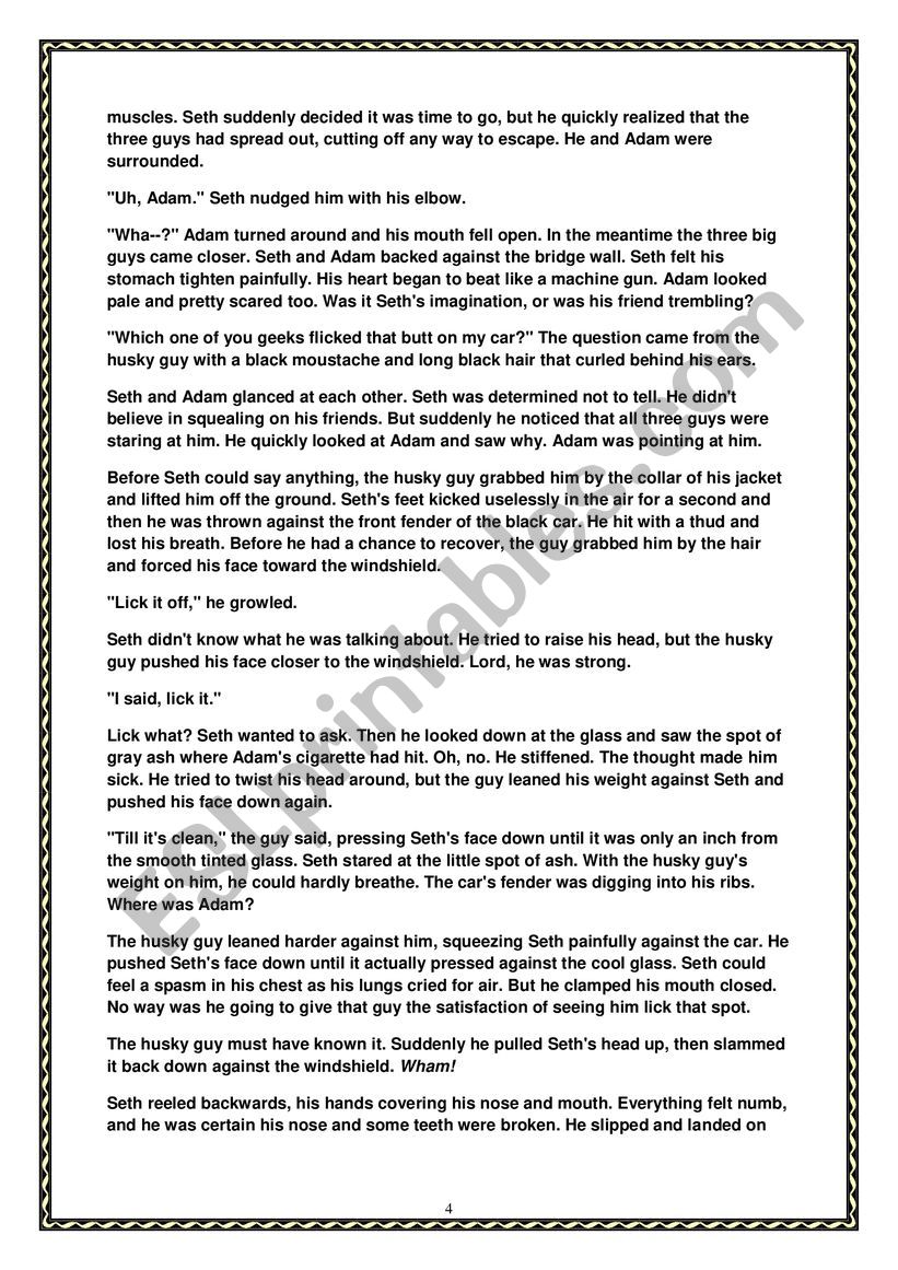 On The Bridge Todd Strasser Short Story Esl Worksheet Flyinamber