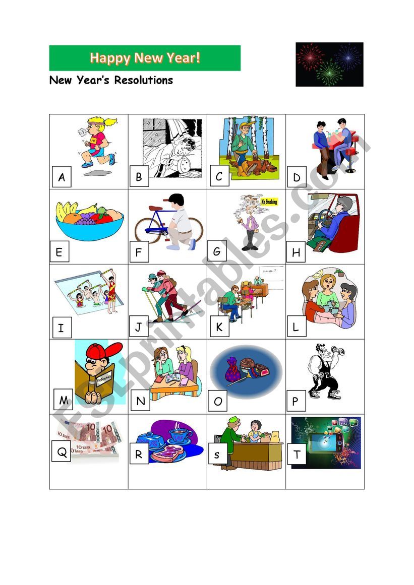 New YearÂ´s Resolutions - ESL worksheet by MagzieLou