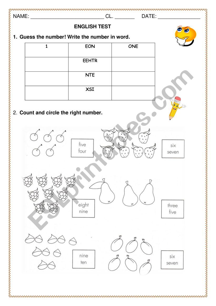 Lets learn numbers worksheet