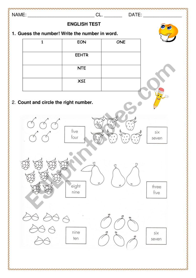 LetÂ´s learn numbers worksheet