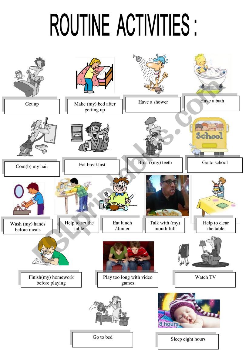 ROUTINE VOCABULARY worksheet