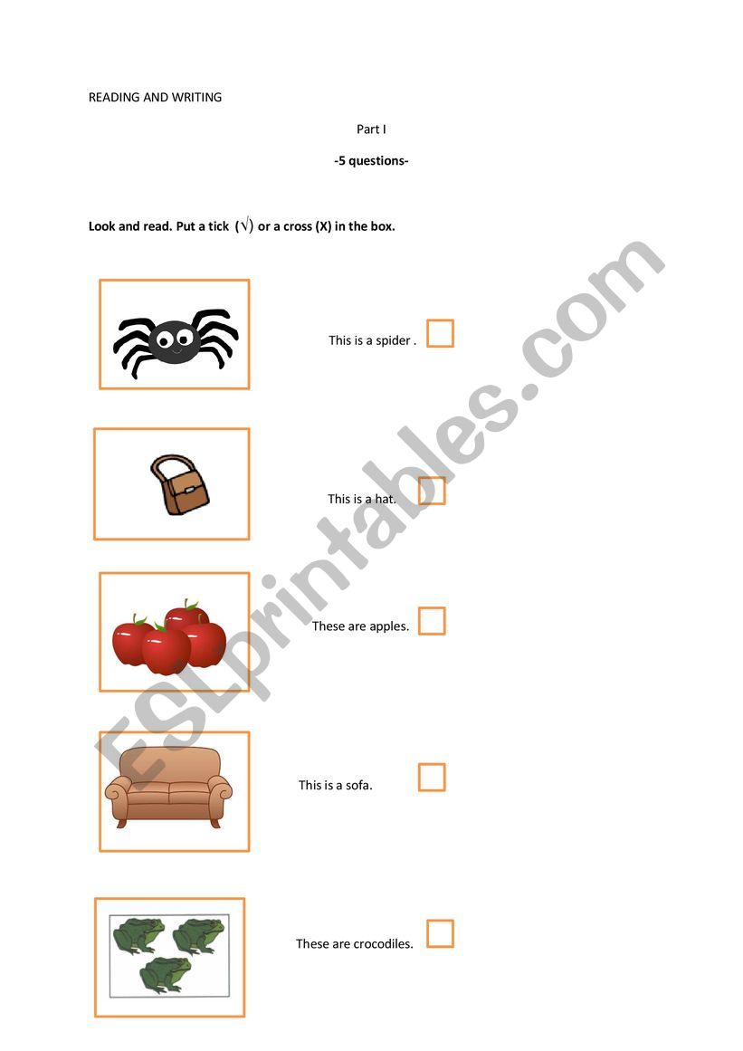 starters test worksheet