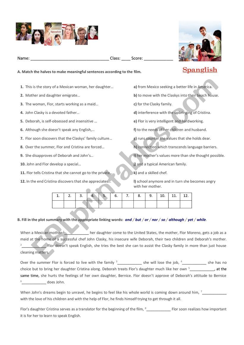 Spanglish_film worksheet