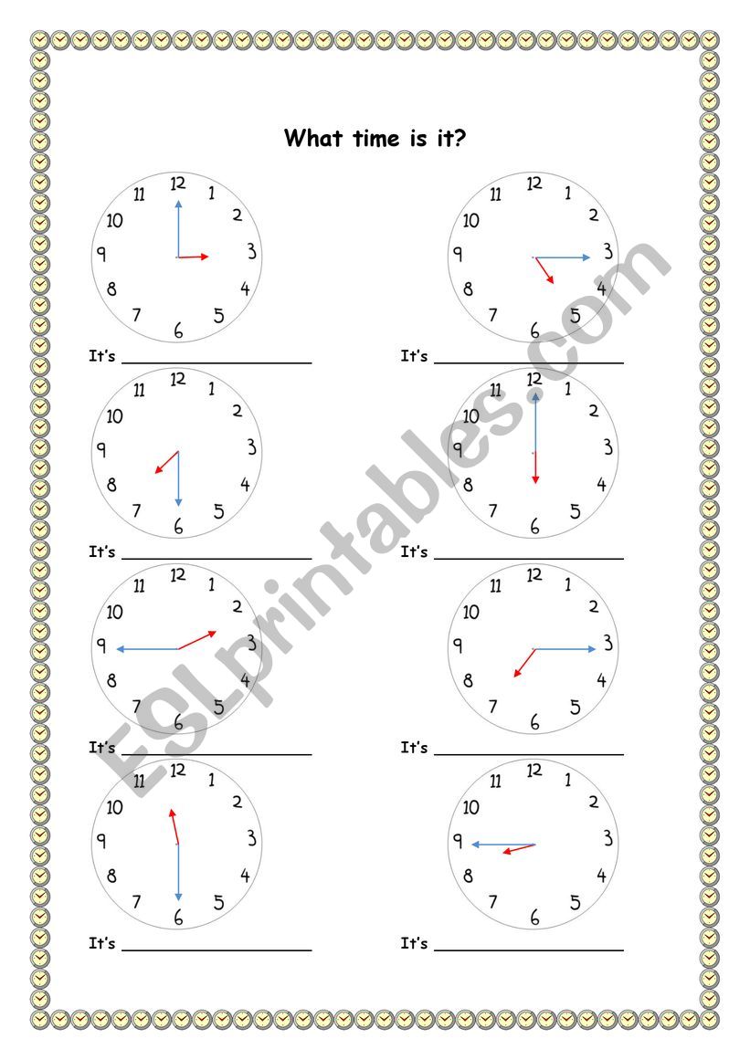 telling the time worksheet