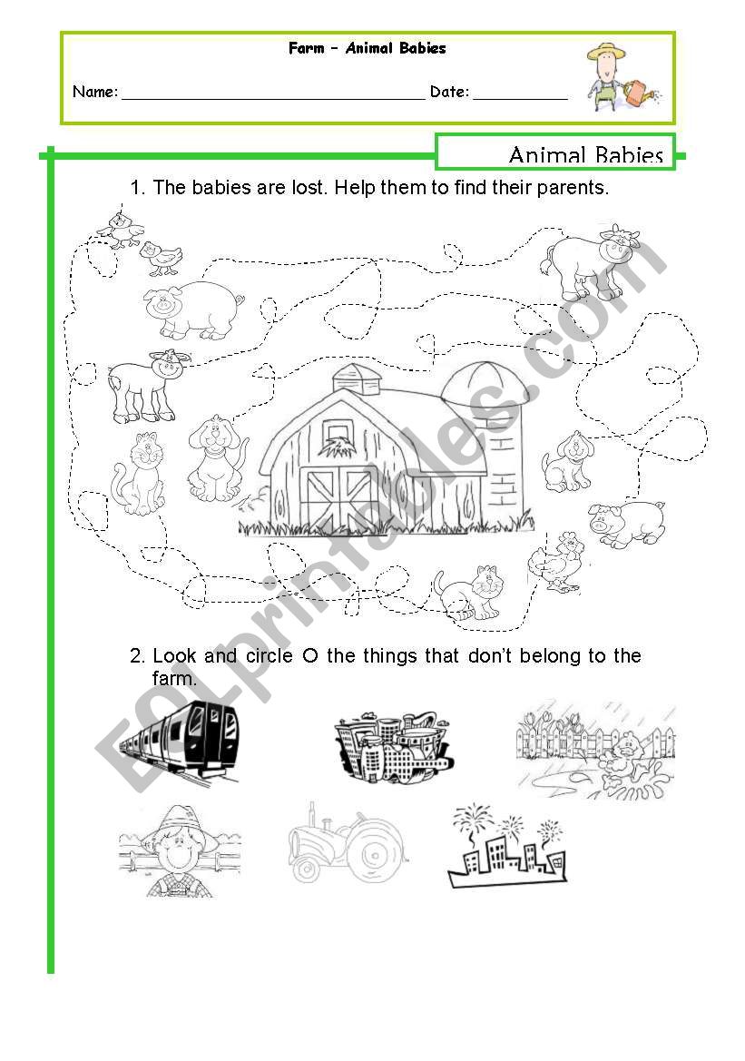 Farm Babies worksheet