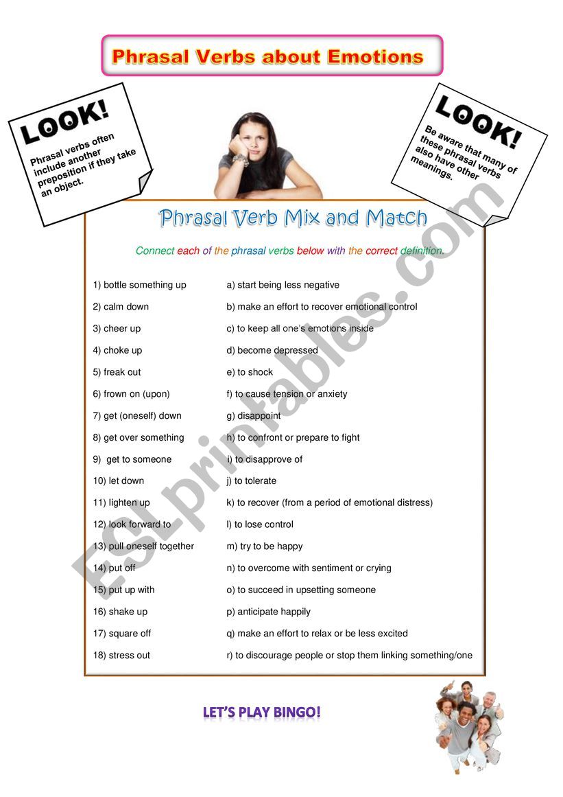 Phrasal Verbs About Emotions worksheet
