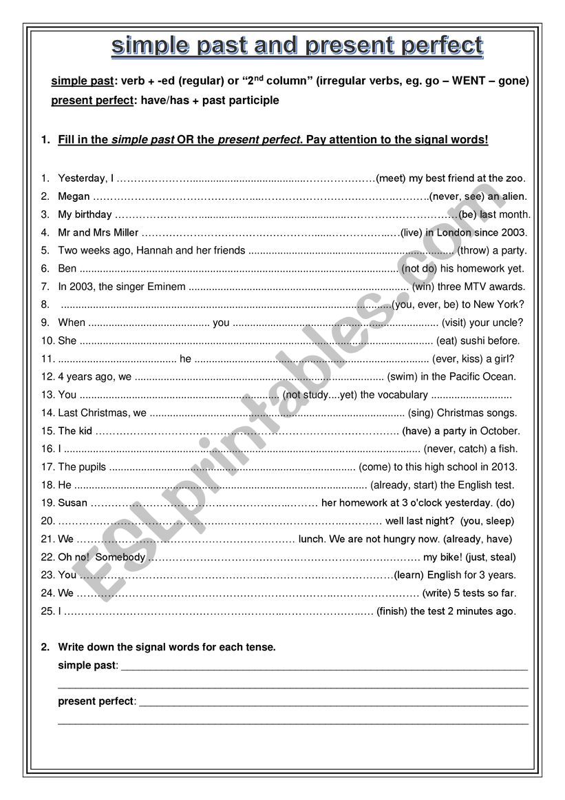 simple past or present perfect