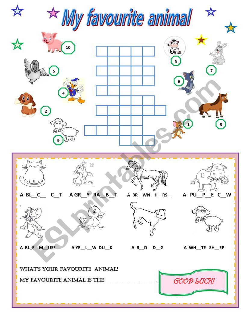 My favourite animal worksheet