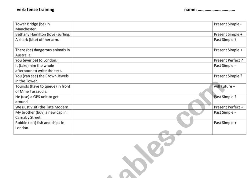 mixed tenses worksheet