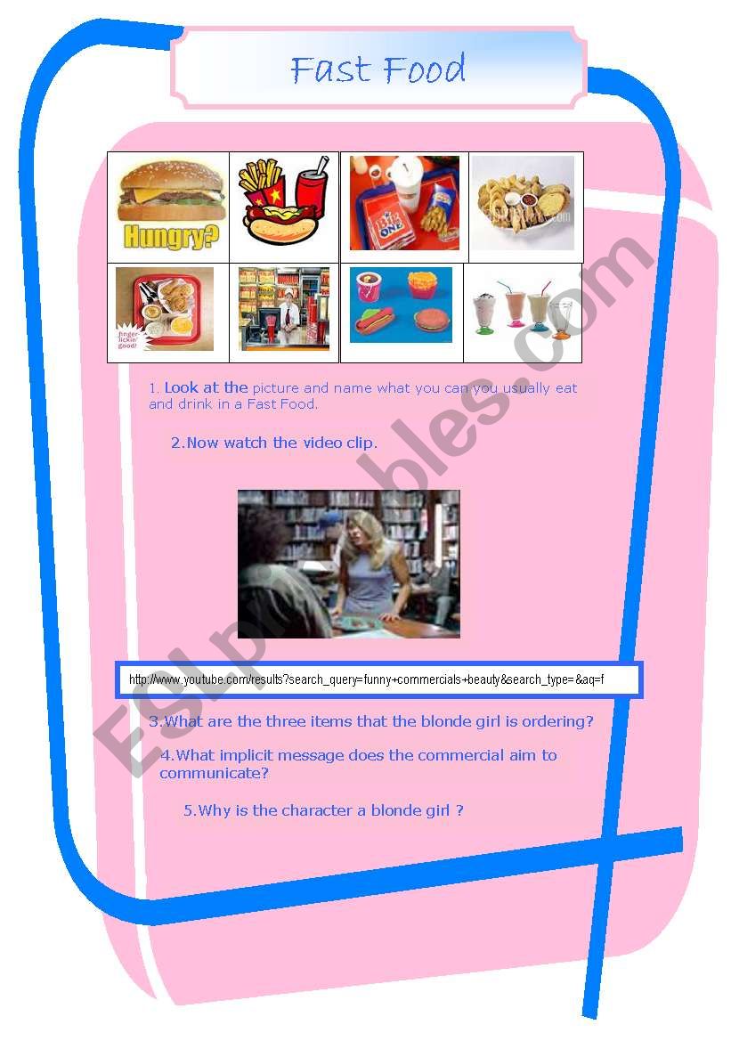 Fast Food  (14.08.08) worksheet