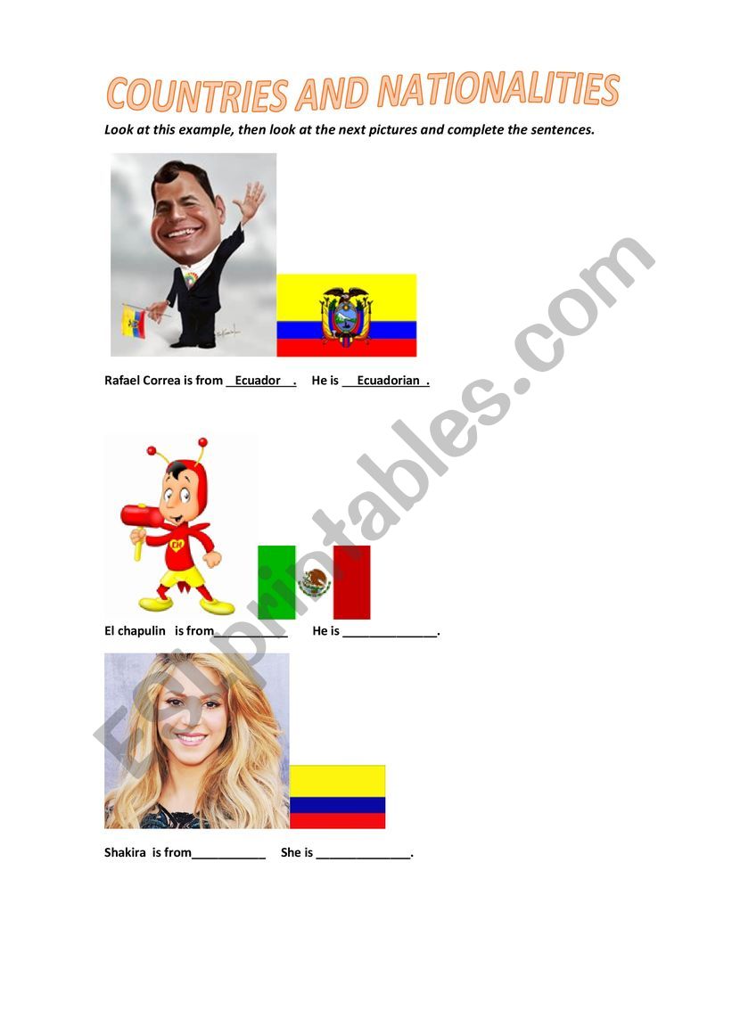 Countries and Nationalities worksheet