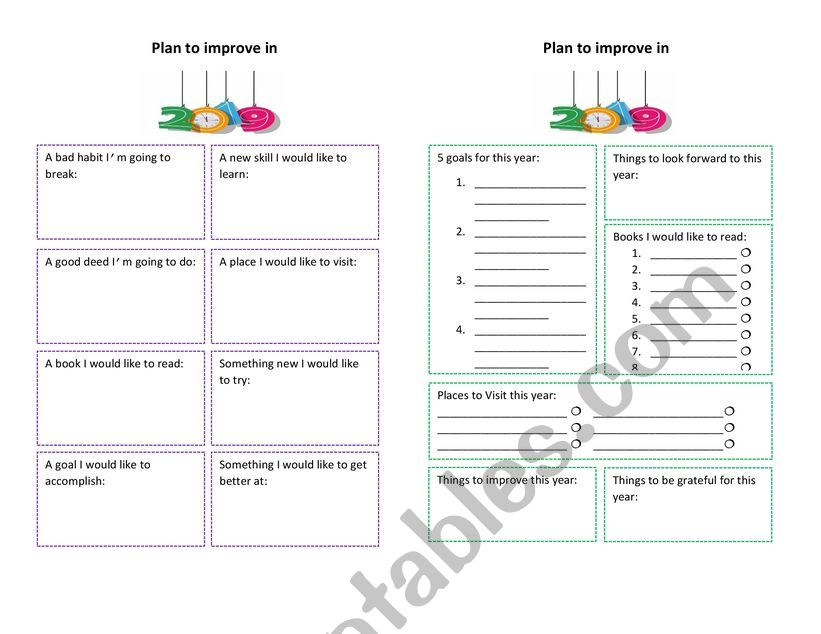 Resolution / Goal Plan worksheet