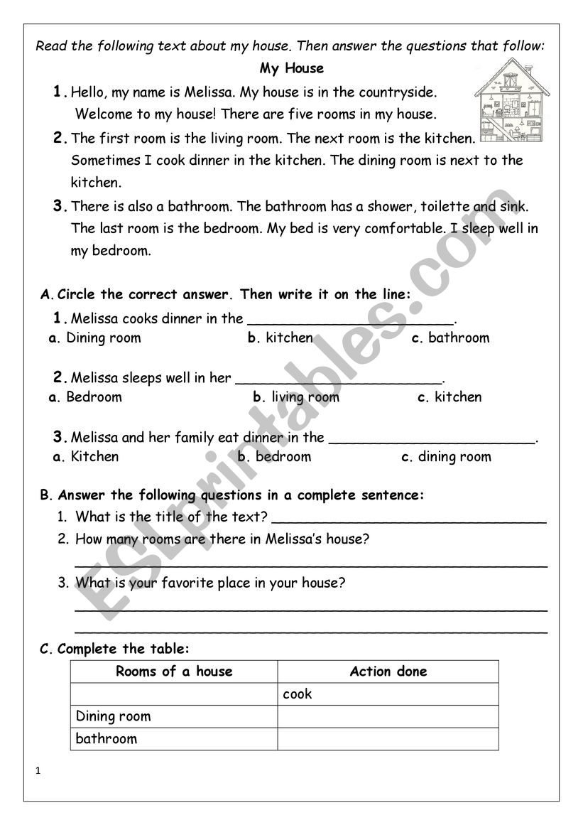 house worksheet