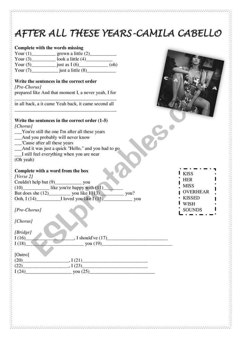 After all these years- Song worksheet