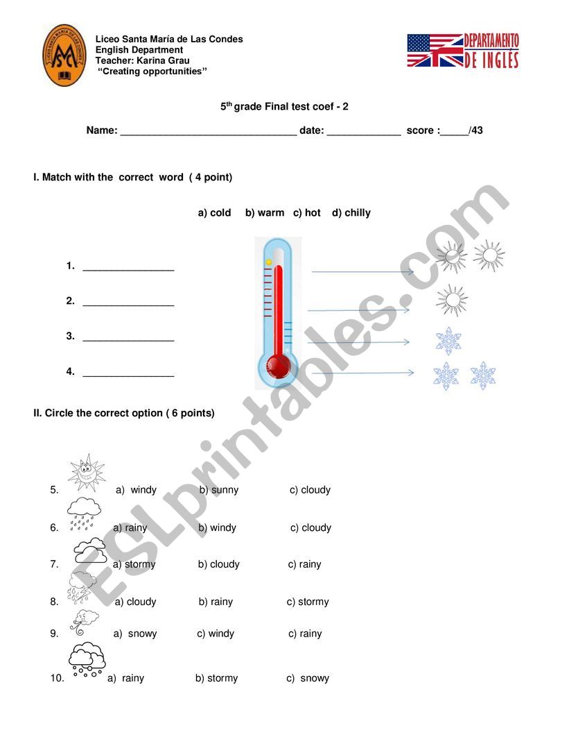 test  weather  worksheet