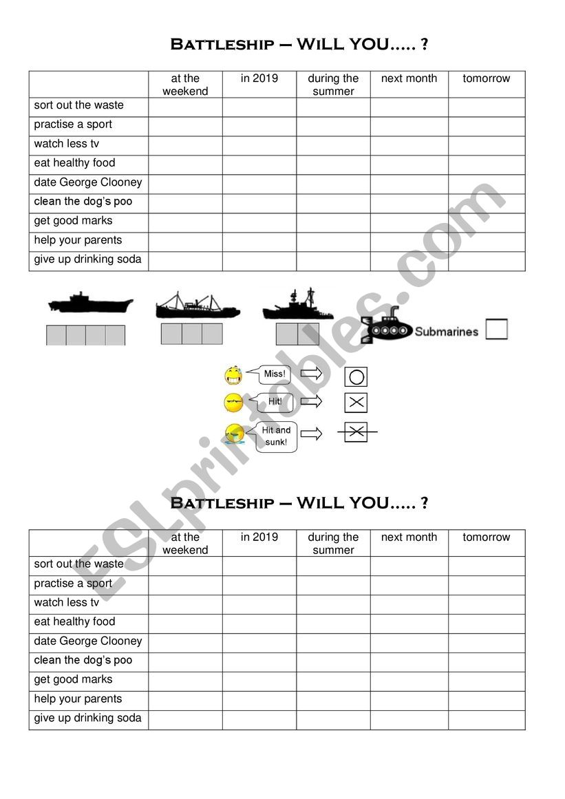 WILL and RESOLUTIONS Battleship 