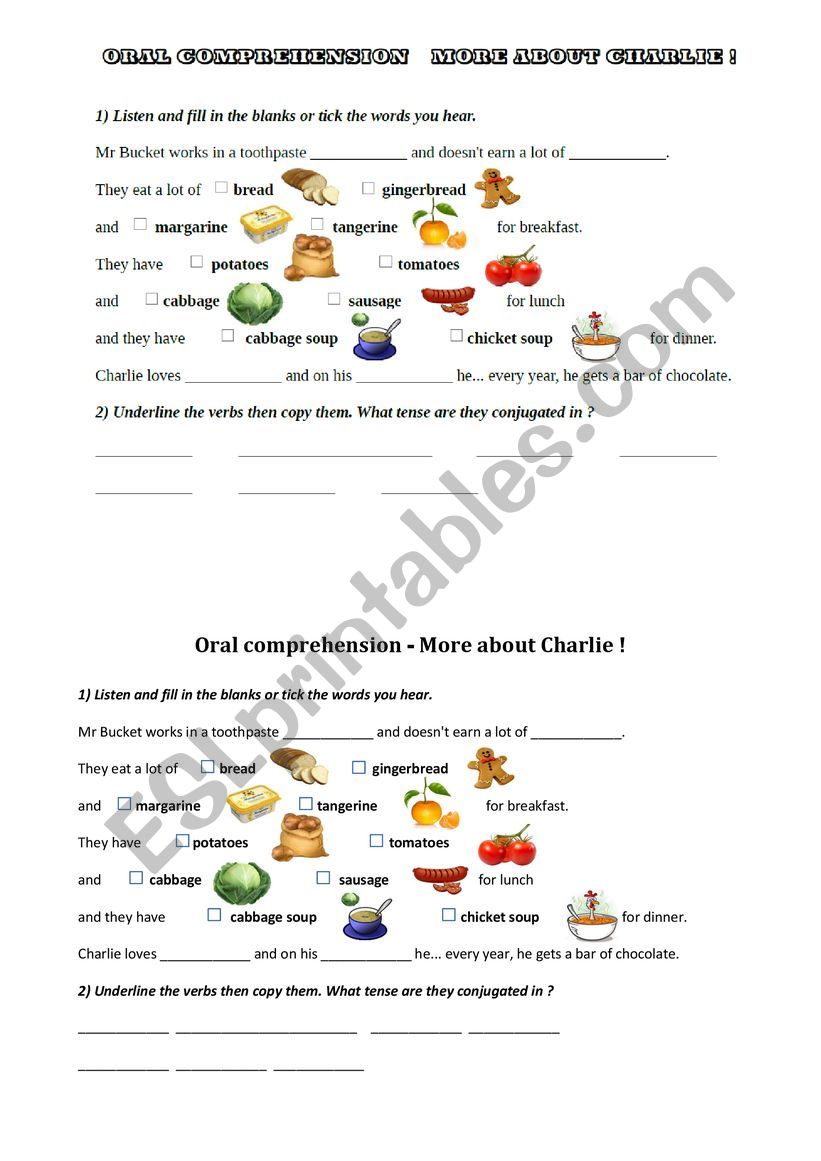 Oral comprehension  More about Charlie